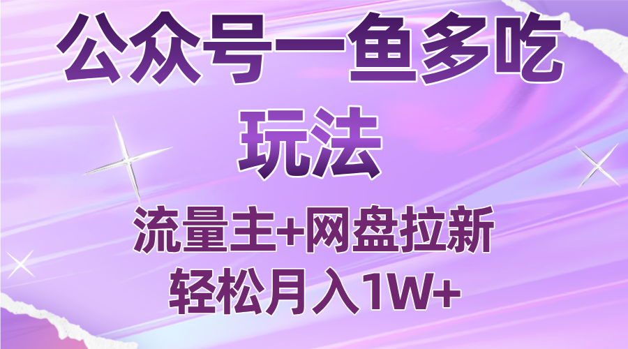 公众号最新玩法，一鱼多吃，流量主加网盘拉新，新手小白也能轻松月入1W-星空网创资源