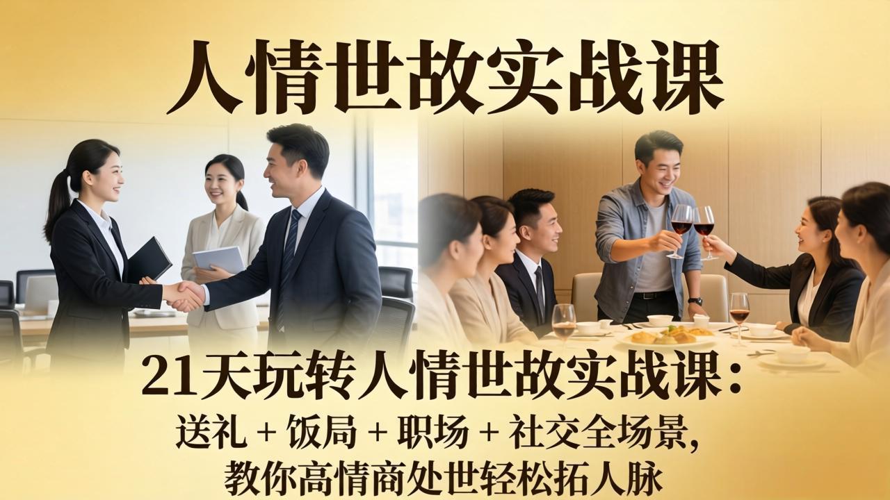 21 天玩转人情世故实战课:送礼 + 饭局 + 职场 + 社交全场景,教你高情商处世轻松拓人脉 21 天玩转人情世故实战课:送礼 + 饭局 + 职场 + 社交全场景,教你高情商处世轻松拓人脉