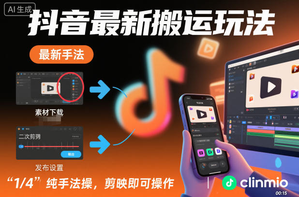 抖音最新搬运玩法，纯手法操作，剪映即可操作-星空网创资源