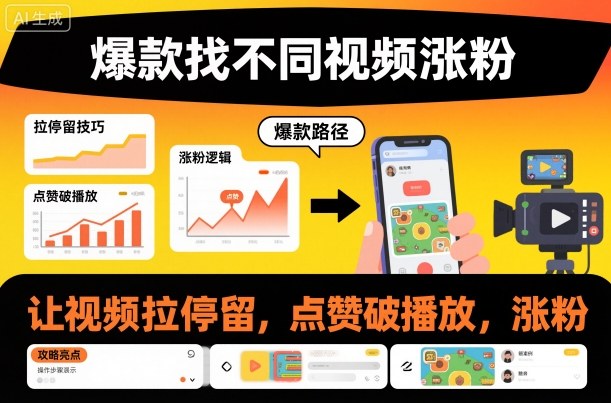 爆款找不同视频涨粉，让视频拉停留，实现点赞，破播放，涨粉-星空网创资源
