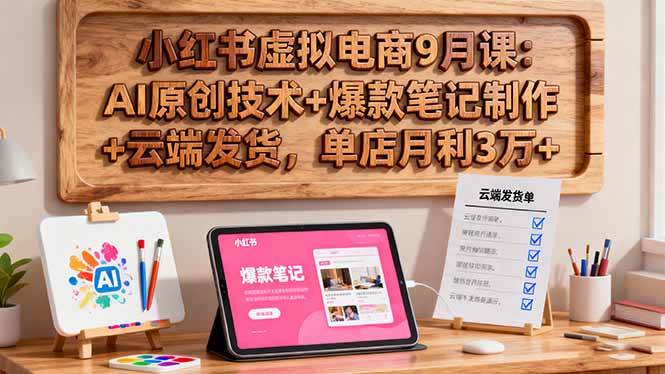(16287期)小红书虚拟电商9月课:AI原创技术+爆款笔记制作+云端发货,单店月利3万+-星空网创资源