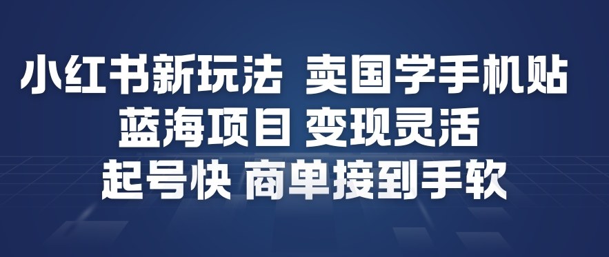 小红书新玩法，卖国学手机贴，蓝海项目，变现灵活，起号快，商单接到手软-星空网创资源