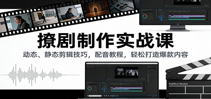 撩剧制作实战课：动态、静态剪辑技巧，配音教程，轻松打造爆款内容-星空网创资源