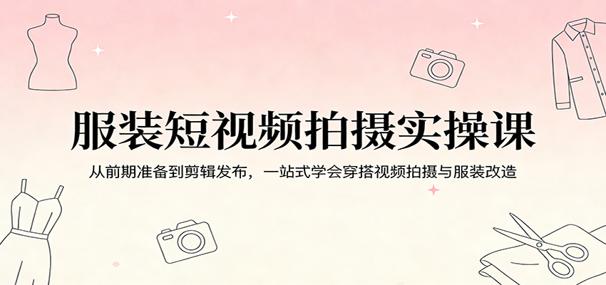 服装短视频拍摄实操课:从前期准备到剪辑发布,一站式学会穿搭视频拍摄与服装改造-星空网创资源
