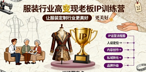 服装行业高变现老板IP训练营,让服装定制行业更美好