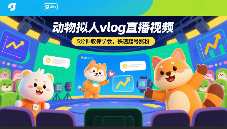 动物拟人vlog直播视频，5分钟教你学会，快速起号涨粉-星空网创资源