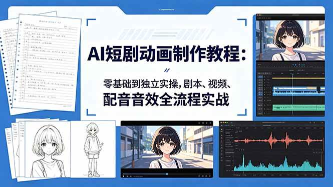 (18351期)AI短剧动画制作教程:零基础到独立实操,剧本、视频、配音音效全流程实战-星空网创资源