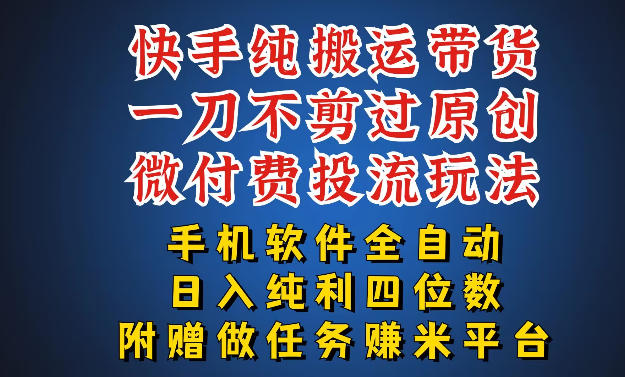 最新黑科技快手搬运带货方法,手机就能操作,轻松带你日入四位数【揭秘】-星空网创资源