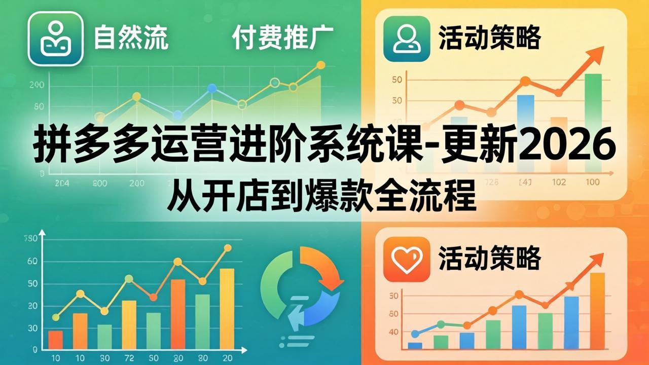 拼多多运营进阶系统课-更新2026：从开店到爆款全流程，自然流+付费推广+活动策略-星空网创资源