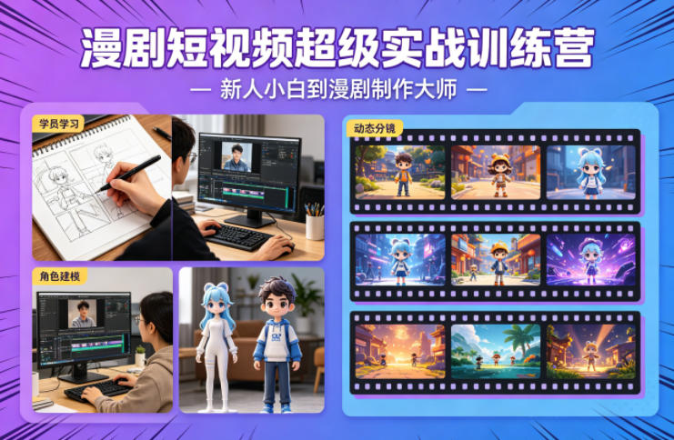 漫剧短视频超级实战训练营,新人小白到漫剧制作大师-星空网创资源