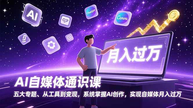 （17035期）AI自媒体通识课，五大专题、从工具到变现，系统掌握AI创作，实现自媒体月入过万-星空网创资源