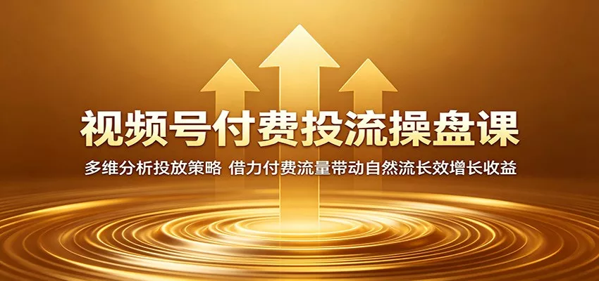 视频号付费投流操盘课：多维分析投放策略，借力付费流量带动自然流长效增长收益-星空网创资源