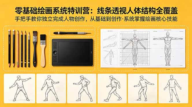 (18615期)零基础绘画系统特训营:线条透视人体结构全覆盖,手把手教你独立完成人物创作-星空网创资源