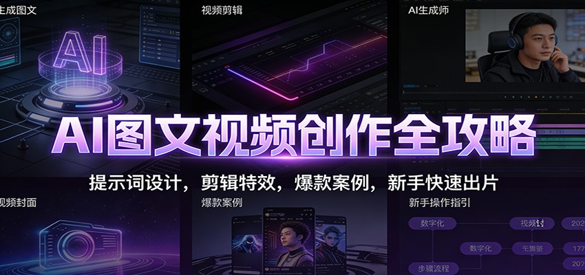 AI图文视频创作全攻略：提示词设计，剪辑特效，爆款案例，新手快速出片-星空网创资源