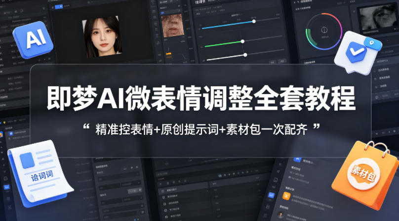 即梦AI微表情调整全套教程，精准控表情+原创提示词+素材包一次配齐-星空网创资源
