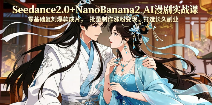 Seedance2.0+NanoBanana2 AI漫剧实战课,零基础复刻爆款成片涨粉变现,打造长久副业收益-星空网创资源