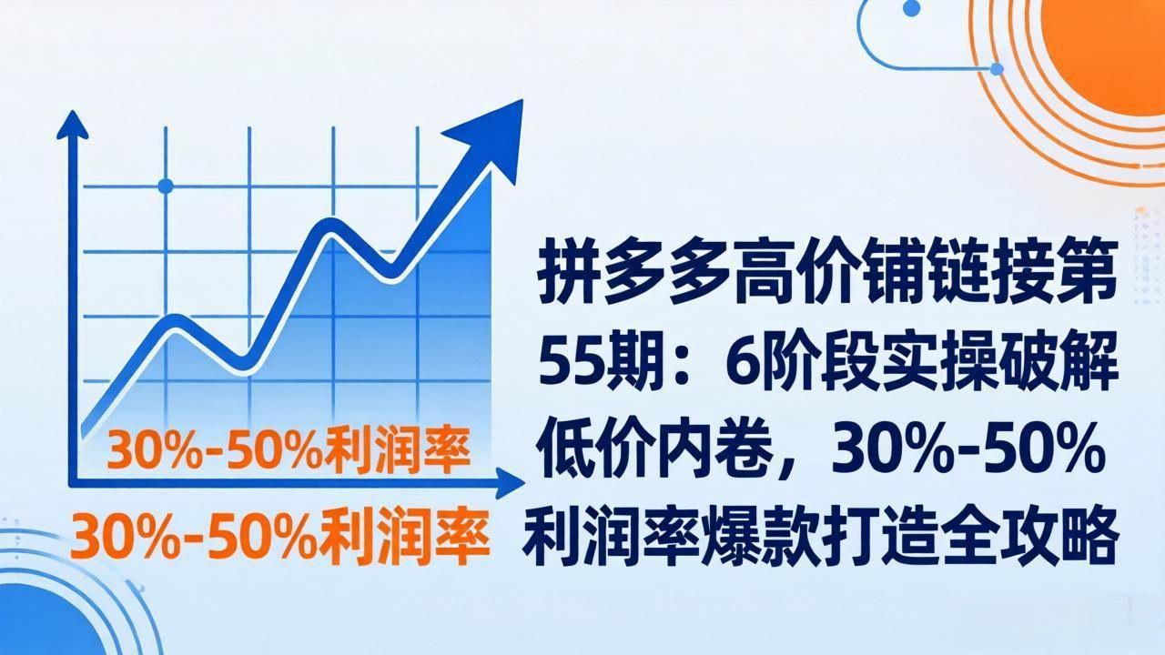 (17698期)拼多多高价铺链接第55期:6阶段实操破解低价内卷,30%-50%利润率爆款打造全攻略-星空网创资源