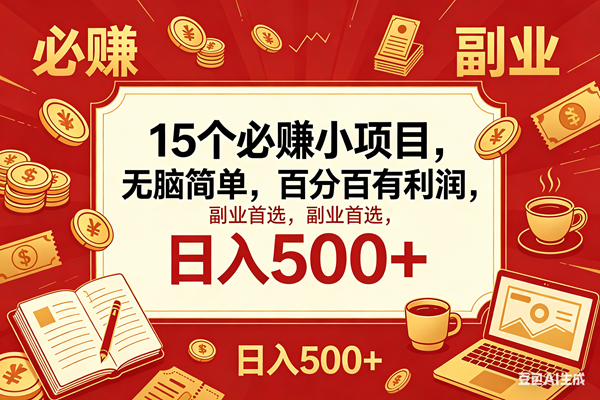 （18390期）15个必赚钱的小项目，百分百赚米，无脑简单，副业首选，日入600+-星空网创资源