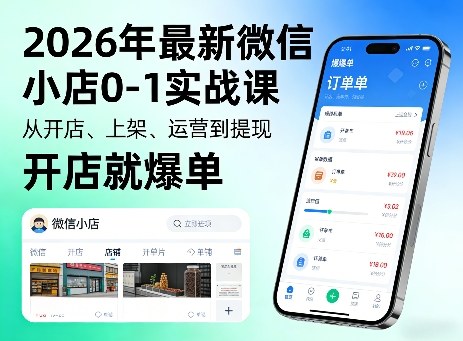 2026年最新微信小店0-1实战课,从开店、上架、运营到提现,开店就爆单-星空网创资源
