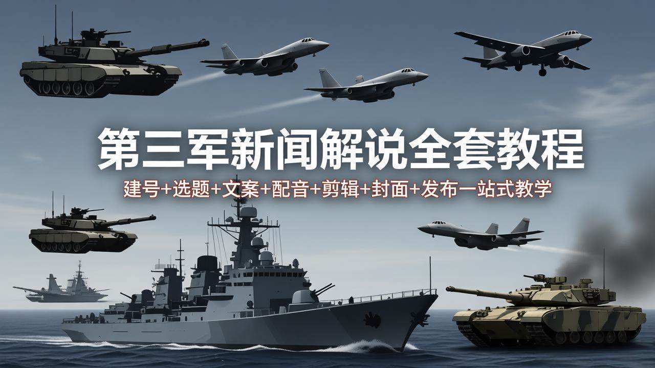 （18081期）第三军迷新闻解说全套教程：建号+选题+文案+配音+剪辑+封面+发布一站式教学-星空网创资源