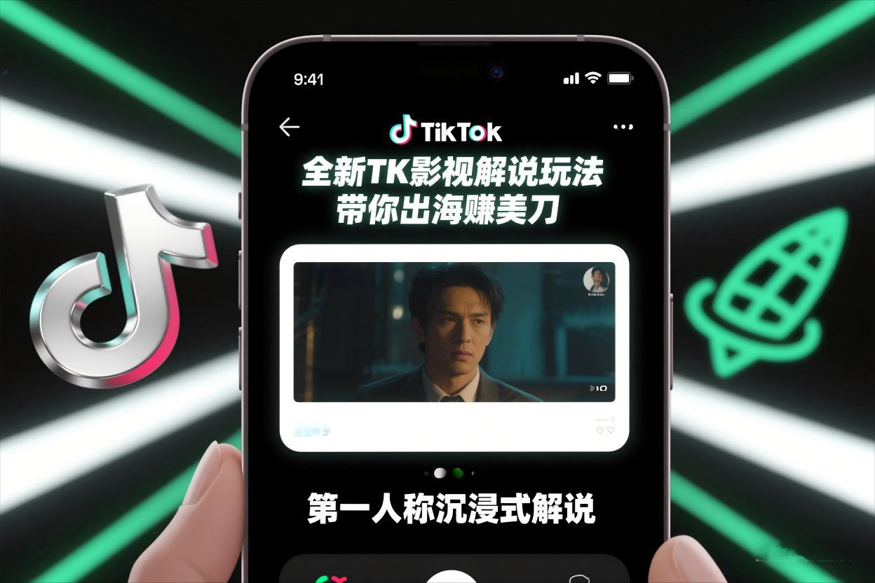 TikTok第一人称影视解说教学,全新TK影视解说玩法,带你出海賺美刀-星空网创资源