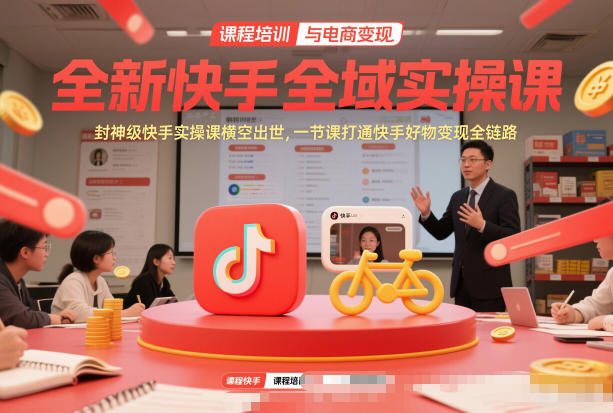 全新快手全域实操课，封神级快手实操课横空出世，一节课打通快手好物变现全链路-星空网创资源