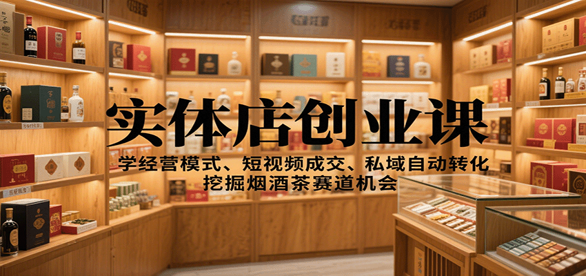 实体店创业课：学经营模式、短视频成交、私域自动转化，挖掘烟酒茶赛道机会-星空网创资源