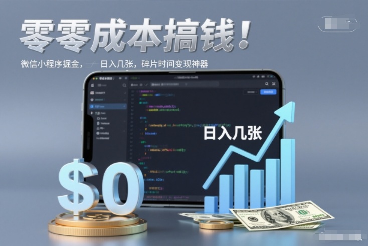 零成本搞钱,微信小程序掘金,简单易操作,日入几张,碎片时间变现神器【揭秘】 零成本搞钱,微信小程序掘金,简单易操作,日入几张,碎片时间变现神器【揭秘】