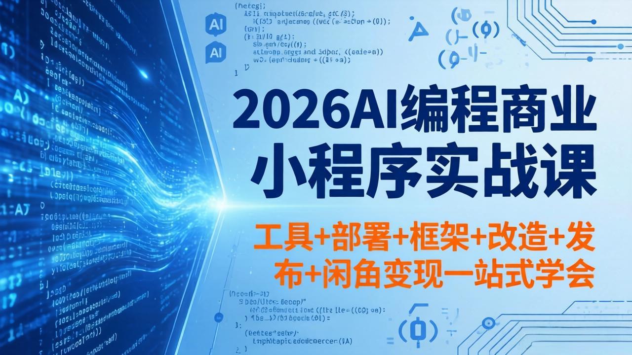 2026AI编程商业小程序实战课，工具+部署+框架+改造+发布+闲鱼变现一站式学会-星空网创资源