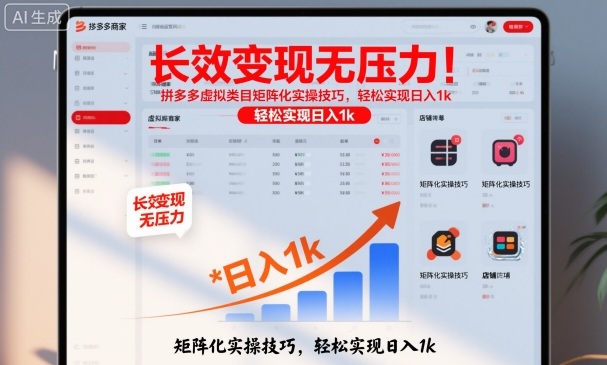 长效变现无压力!拼多多虚拟类目矩阵化实操技巧,轻松实现日入1k【揭秘】-星空网创资源