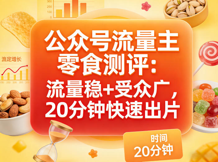 公众号流量主之零食测评赛道,流量稳+受众广,20分钟一条作品-星空网创资源