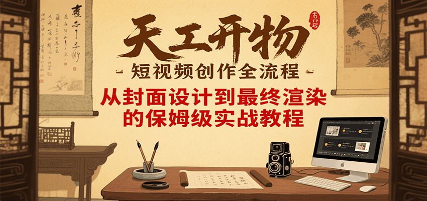 天工开物短视频创作全流程，从封面设计到最终渲染的保姆级实战教程-星空网创资源