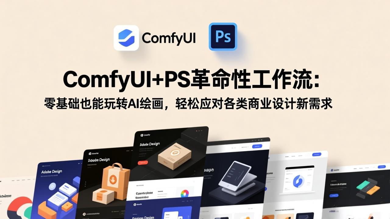 ComfyUI+PS革命性工作流:零基础也能玩转AI绘画,轻松应对各类商业设计新需求 ComfyUI+PS革命性工作流:零基础也能玩转AI绘画,轻松应对各类商业设计新需求