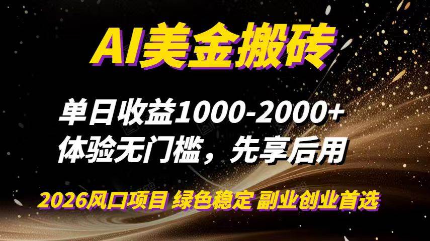 （16972期）AI美金搬砖，单日收益1000-2000+，2025风口项目，可以副业，可以全职，可以工作室放大-星空网创资源