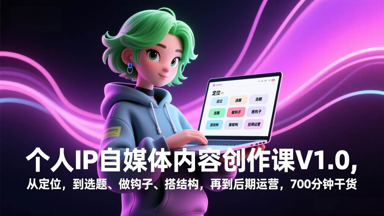 （17331期）个人IP自媒体内容创作课V1.0，从定位，到选题、做钩子、搭结构，再到后期运营，700分钟干货-星空网创资源