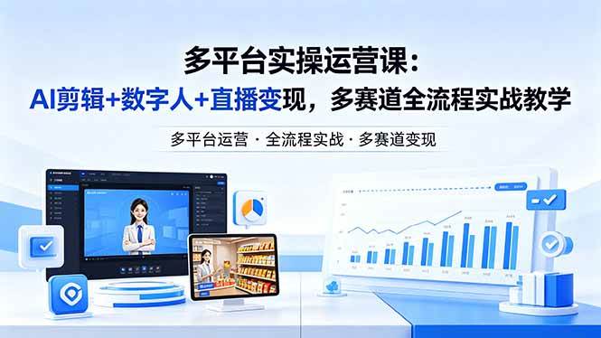 (18131期)某团队多平台实操运营课-更新26年4月20:AI剪辑+数字人+直播变现,多赛道全流程实战教学 (18131期)某团队多平台实操运营课-更新26年4月20:AI剪辑+数字人+直播变现,多赛道全流程实战教学