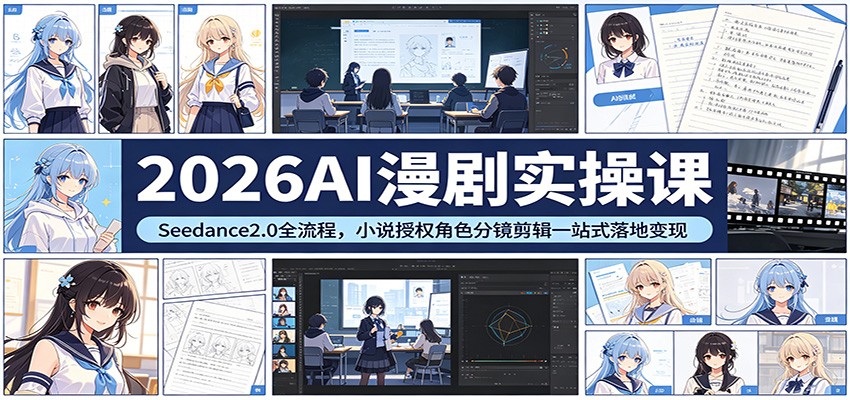 2026AI漫剧实操课：Seedance2.0全流程，小说授权角色分镜剪辑一站式落地变现-星空网创资源