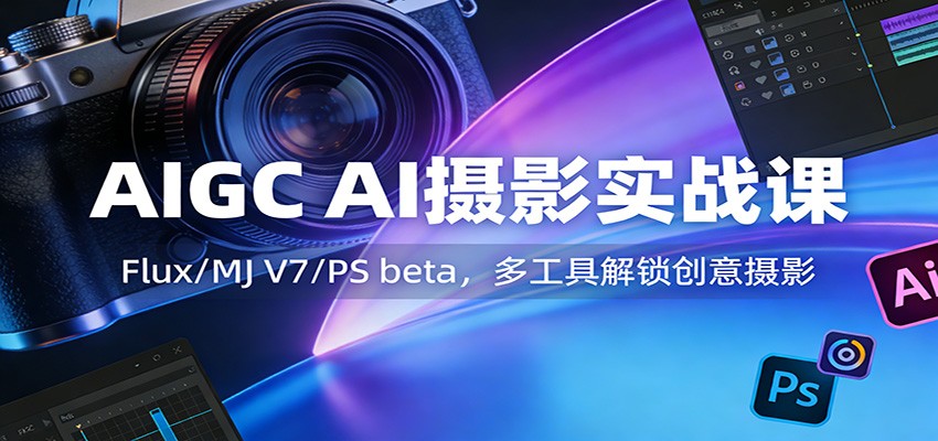AIGC AI摄影实战课：Flux/MJ V7/PS beta，多工具解锁创意摄影-星空网创资源