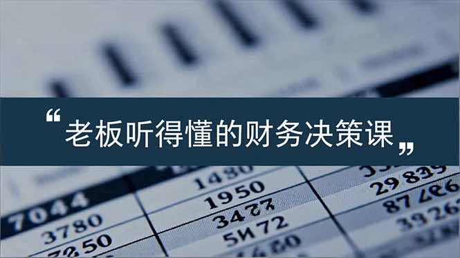 老板能听得懂的财务决策课，报表解读、数据洞察、风险识别，用财务驱动业务增长-星空网创资源
