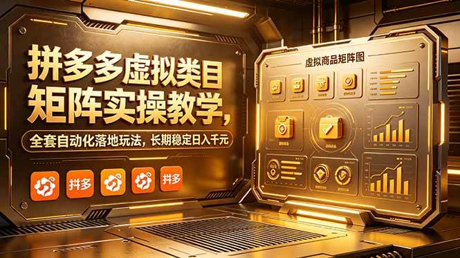 (18847期)拼多多虚拟类目矩阵实操教学,全套自动化落地玩法,长期稳定日入千元-星空网创资源