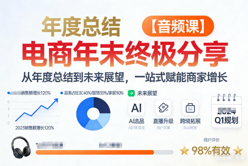 电商年未终极分享,从年度总结到未来展望,一站式赋能商家增长【音频课】-星空网创资源
