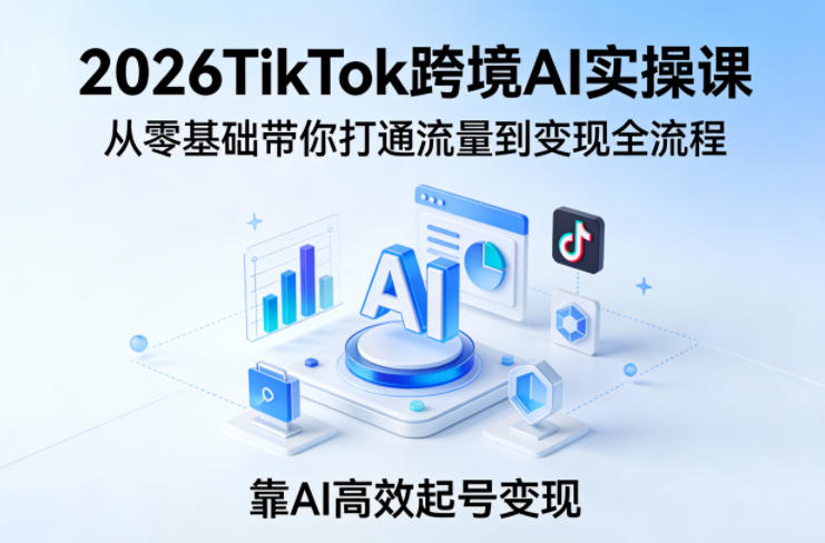 2026TikTok跨境AI实操课,从零基础带你打通流量到变现全流程,靠AI高效起号变现-星空网创资源
