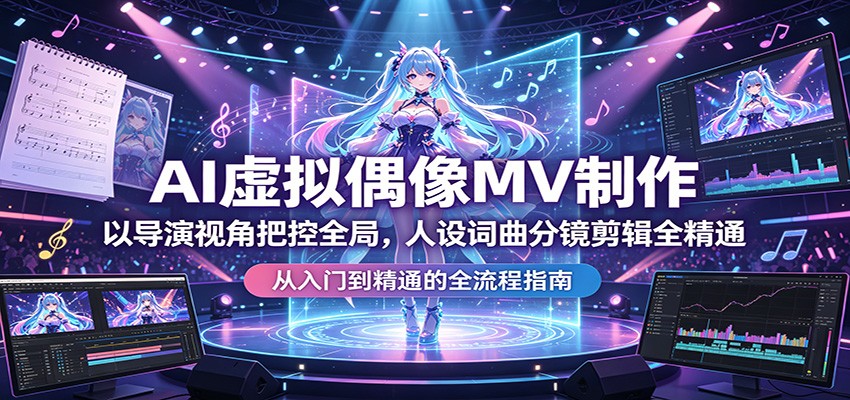 AI虚拟偶像MV制作：以导演视角把控全局，人设词曲分镜剪辑全精通-星空网创资源