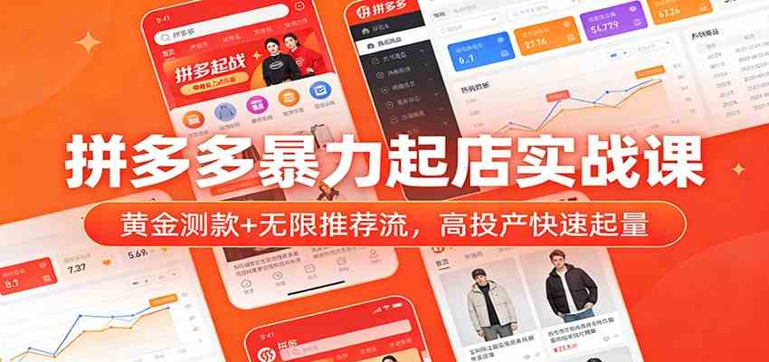 拼多多暴力起店实战课:黄金测款+无限推荐流,高投产快速起量-星空网创资源