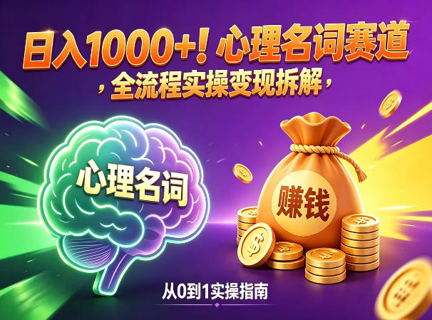 心理名词赛道,新手小白也能做,全流程项目拆解,单日变现1k+-星空网创资源