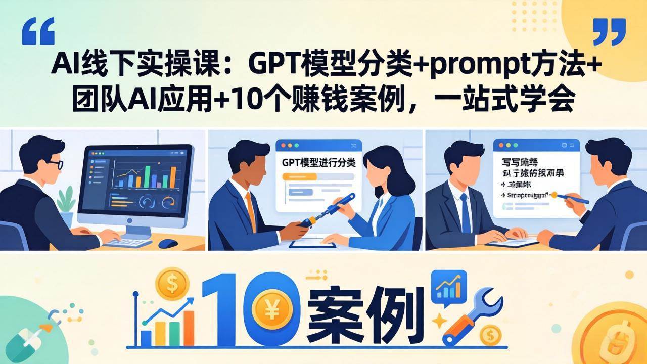 （18017期）AI线下实操课：GPT模型分类+prompt方法+团队AI应用+10个赚钱案例，一站式学会-星空网创资源