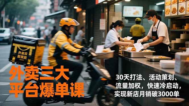 (17019期)外卖三大平台爆单课,30天打法、活动策划、流量加权,快速冷启动,实现新店月销破3000单 (17019期)外卖三大平台爆单课,30天打法、活动策划、流量加权,快速冷启动,实现新店月销破3000单
