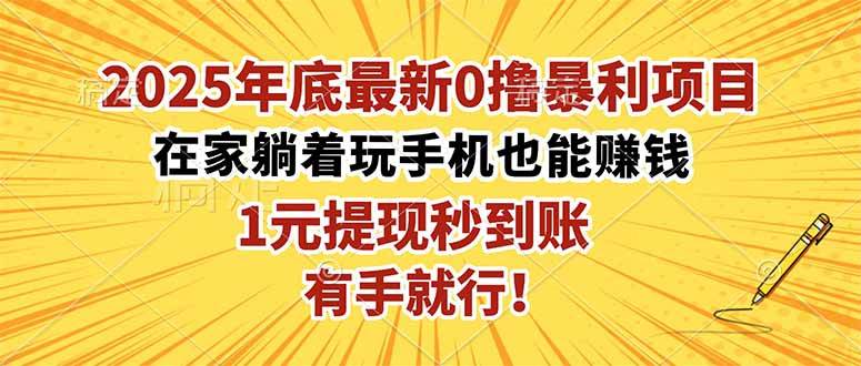 (16419期)2025年底最新0撸暴利项目,在家也能躺赚,1元秒提现,有手就行!-星空网创资源