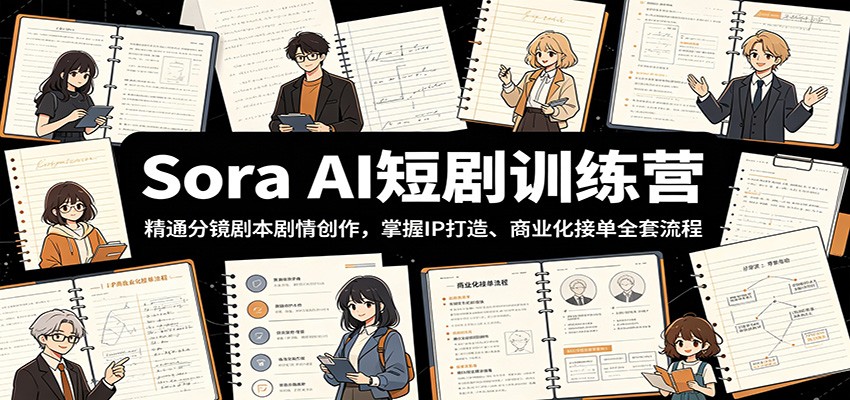 Sora AI短剧训练营：精通分镜剧本剧情创作，掌握IP打造、商业化接单全套流程-星空网创资源