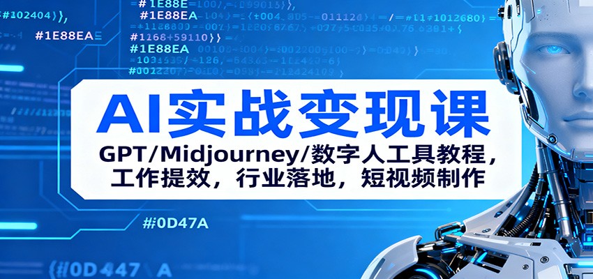AI实战变现课：GPT/Midjourney/数字人工具教程，工作提效，行业落地，短视频制作-星空网创资源